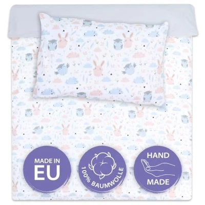 Imagen de Totsy Baby Funda nórdica Infantil 100 x 135 cm Juegos de Cama Infantiles con Almohada 60x40 algodón Búhos Gris Claro