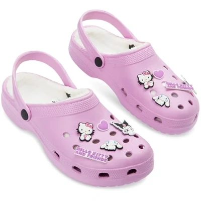 Imagen de Hello Kitty Zuecos Invierno Forro Polar con Adornos Extraíbles para Mujer (Rosa, 35/36 EU)