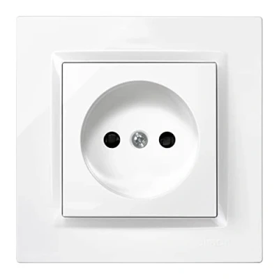 Imagen de Simon Enchufe de Empotrar bipolar, Serie 10, 250V, 10 A, Pared Plano y Fino, Fácil Instalar, Incluye Marco, Tapa Mecanismo, Base Hembra Color Blanco