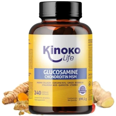 Imagen de Glucosamina y Condroitina 240 Cápsulas con MSM, Colágeno Marino, Ácido Hialurónico, Curcuma, Pimienta Negra, Jengibre, Boswellia Quercetina. Para Articulaciones, Cartílagos Huesos
