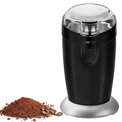 Imagen de Clatronic Molinillo de café eléctrico KSW 3306 con mecanismo impacto, capacidad 40 g, funcionamiento por impulso, acero inoxidable negro