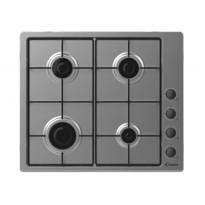 Imagen de Candy CHW6LBX, Placa Gas, 4 Fuegos, 60CM, Gas Natural adaptable a Butano, 7KW, Mandos Laterales, 2 Rejillas aptas para lavavajillas, Válvula Seguridad Sicurflame, Negro
