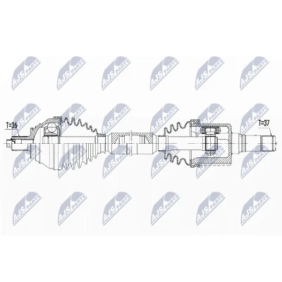 Imagen de NTY NPW VW 083 Árbol de Transmisión Eje delantero, derecha 907 embrague doble AUDI: A3 Sportback, Q3, TT Roadster, VOLKSWAGEN: Tiguan I