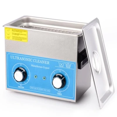 Imagen de stonylab Limpiador Ultrasónico, Acero Inoxidable 304 limpiadores Ultrasonidos Profesional Multiusos con Panel de Control Mecánico Calefacción y Temporizador para Laboratorio 40kHz 220V, 3.2L