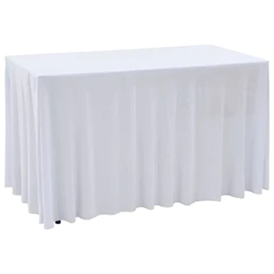 Imagen de vidaXL 2X Fundas Elásticas de Mesa con Falda 183x76x74cm Blancas Decoración