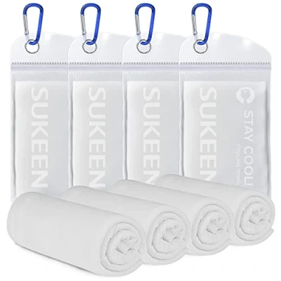 Imagen de Sukeen Paquete de 4 Toallas refrigeración (40 x 12 Pulgadas), Toalla Hielo, fría Suave y Transpirable, Microfibra para Yoga, Deportes, Correr, Gimnasio, Entrenamiento, Camping,