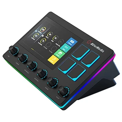 Imagen de AVerMedia Live Streamer AX310 Mezclador de Audio, 6 Pistas, Pantalla táctil IPS, para interacción y acciones OBS, Streamlabs, Spotify, VTube