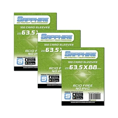 Imagen de Red Glove 3 Pack 100 Sapphire Sleeves Green 63,5 x 88 SPGREEN3P
