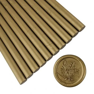 Imagen de 10 palillos de cera sellado oro cian para sello cera, barras AMTOL pistola pegamento, ideal invitaciones boda, sobres tarjetas, envoltura regalo.