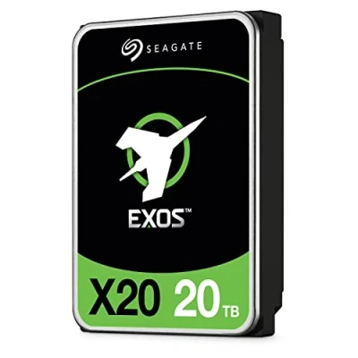 Imagen de Seagate Exos X20 de 20 TB, Unidad Disco Duro SAS 3,5 Pulgadas a 12 GB/s, 7.200 RPM, 2,5M MTBF, 512e y 4Kn FastFormat, Baja latencia con caché Mejorado (ST20000NM002D)