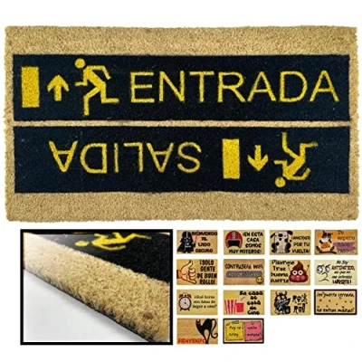 Imagen de LucaHome Felpudo Entrada casa Original y Divertido de Coco Natural Salida 40x70 Ideal para Puertas Exteriores Cubiertas, pasillos entradas hogares