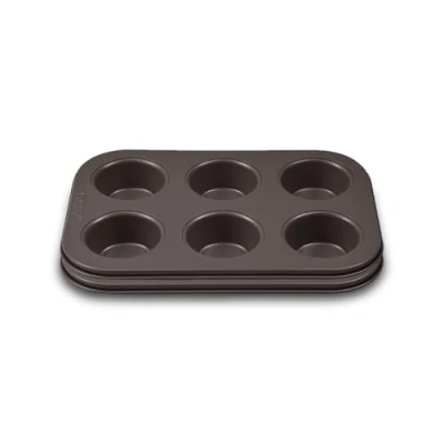 Imagen de BERGNER BAKE LOVERS Set de 2 Moldes 6 Muffins 26.5X18.5X3 cm Piezas para el Horno Extrema Resistencia Fabricados en Acero Antiadherente Apto y Lavavajilla