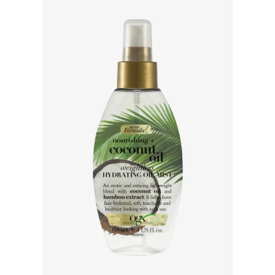 Imagen de OGX Nourishing + Coconut Oil Weightless Hydrating Mist (1 x 118 ml), spray para el pelo de hidratación ligera, aceite reparador que aporta brillo