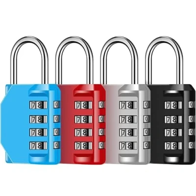 Imagen de Candado de Combinación,4 Cerraduras Combinación 4 Dígitos Impermeable Reiniciable,Candado Escuela,con Grillete Endurecido para Armario Puerta Gimnasio Escolar, Valla, Estuche