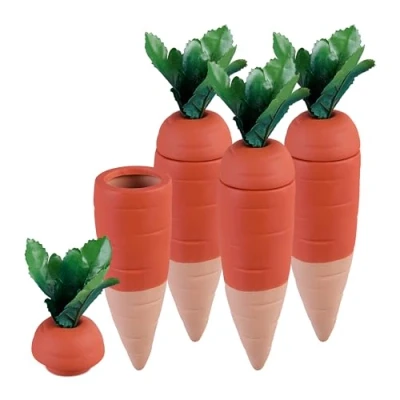 Imagen de Relaxdays Picos de Riego Diseño Zanahoria, Set 4, 100 ml C/U, Autorriego, Plantas Interior y Balcón, Multicolor