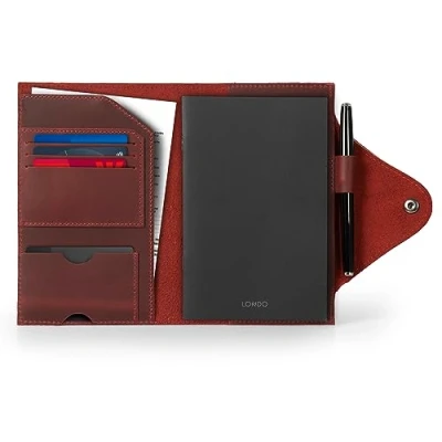 Imagen de Londo Portafolios de Cuero Genuino con Cuaderno y Cierre a Presión