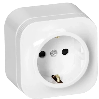 Imagen de Miratic Enchufe Pared Schuko Toma de Corriente IP20 Superficie Blanco 16A/230VAC Duradero y Seguro para Uso Doméstico Comercial (1 toma)