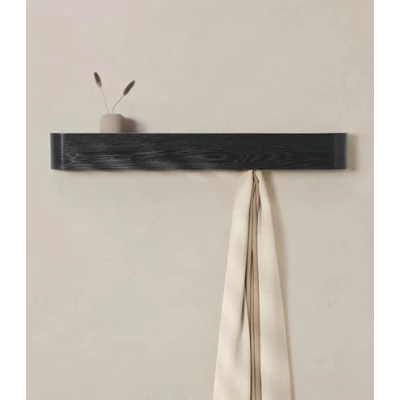 Imagen de Kazai. Perchero Pared Madera &#039;Toke&#039; Diseño Moderno con Ganchos Ocultos Panel de Chapa Maciza Roble, negro