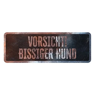 Imagen de D&amp;D Home, Señal de Advertencia para el Perro, 40 x 13 0,3 cm, versión Alemana, Fondo Negro, Metal, Resistente a la corrosión, con Texto Divertido