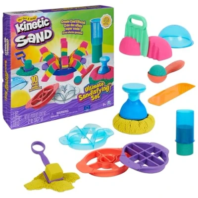 Imagen de KINETIC SAND Arena MÁGICA ULTIMATE SANDISFYING 907g de Rosa, Amarilla y Azul Moldes Herramientas Kit Manualidades Niños Juguetes Sensoriales 6067345 7 Años +