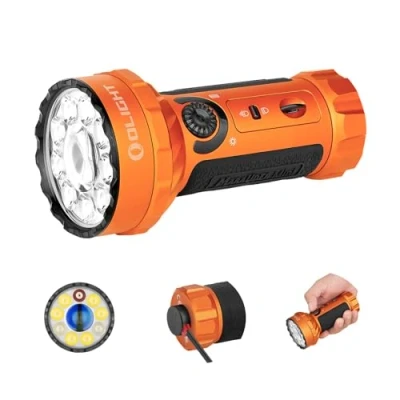 Imagen de OLIGHT Marauder mini Linterna Táctica LED de Alta Potentcia Recargable 7000 Lúmenes 600 Metros 35.5 Horas Max. Práctica Trabajo Exterior al Aire Libre(Naranja)