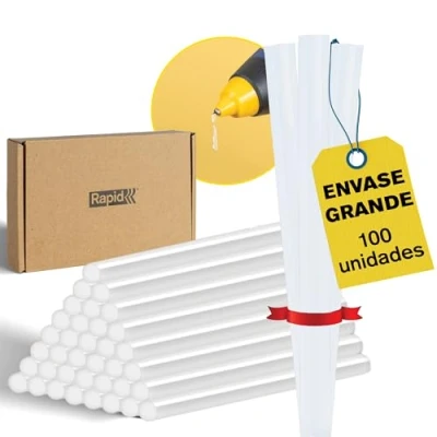 Imagen de RAPID Barras de Cola Termofusible 7mm Ø7 x 100mm, Silicona Transparente para Manualidades y Reparaciones, 100 uds, Sin Disolventes, Alta Concentración Resina,Pistola No Incluida