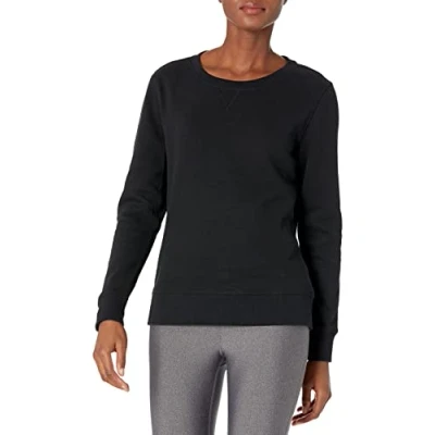 Imagen de Amazon Essentials Sudadera de Cuellocaja Forro Polar y Tejido Rizo Francés (Disponible en Tallas Grandes) Mujer, Negro Mezcla, M