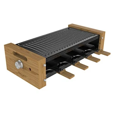Imagen de Raclette Cecotec Cheese&amp;Grill 16000 Inox Mixgrill, 1400 W, 8 sartenes antiadherentes, 2 placas, Termostato regulable, Grey