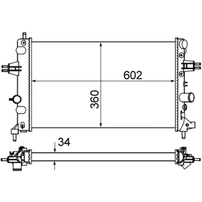 Imagen de MAHLE ORIGINAL CR 574 000S Radiador, refrigeración del motor para vehículos con/sin climatización 602 360 34 Aletas unidas mecánicamente