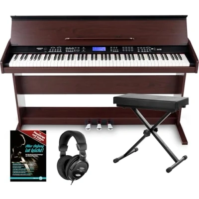 Imagen de Piano digital FunKey DP 88 marrón set con auriculares, banco y manual