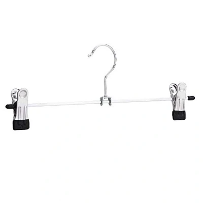 Imagen de Amazon Basics Perchas de metal con clips para pantalones y faldas, Paquete 20, Cromo
