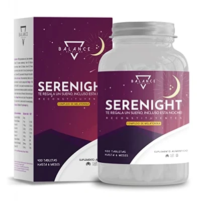 Imagen de SERENIGHT 400 COMPRIMIDOS (Suministro para más de1 Año) Pastillas Dormir Melatonina 1mg Forte, con 5 HTP, Valeriana, Tilo y Vitamina B6