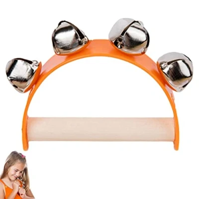 Imagen de Ailopta Cascabel Musical para bebé Jingle Bells Madera Instrumentos Musicales preescolares con Asas Instrumento Mano Campana Juguetes Regalos la Escuela, el hogar