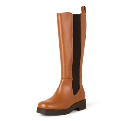 Imagen de Amazon Essentials Bota Alta con Fuelle Mujer, Camel, 38.5 EU