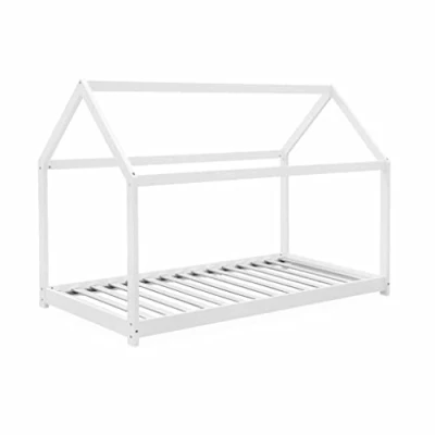 Imagen de Alice&#039;s Home Cama niño cabaña, Madera Maciza en Pino Natural Blanco Tobias somier Incluido, 90x190cm