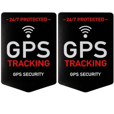Imagen de Juego de adhesivos &quot;GPS TRACKING&quot;, 2 pzs, 5 x 3,5 cm, lámina autoadhesiva, adhesivo exterior, advertencia para interiores y exteriores, antirrobo, alarma GPS