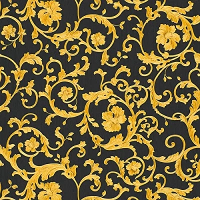 Imagen de Papel pintado Versace Barroco tejido no 10.05 m x 0.70 Oro Negro Amarillo Fabricado en Alemania 343262 34326 2