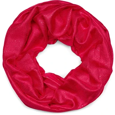 Imagen de styleBREAKER bufanda de lazo para señoras, ligera y sedosa, con brillo en colores lisos, tubo, chal 01016214, color:Rojo