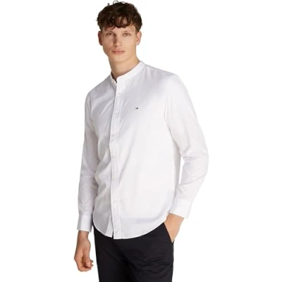 Imagen de Tommy Hilfiger Camisa Hombre Flex Poplin Solid Mao Regular Fit, Blanco (White), XXL
