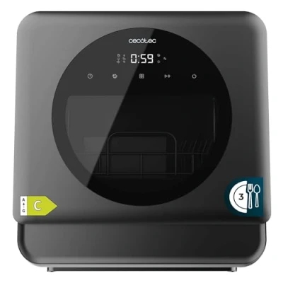 Imagen de Cecotec Lavavajiillas Compacto Libre Instalación Sobremesa Bolero Aguazero 1150 Dark. 3 Cubiertos, Bajo Consumo, 6 Programas, Touch Control Panel, Funciones como Long Storage y Delay Start, Dark Inox