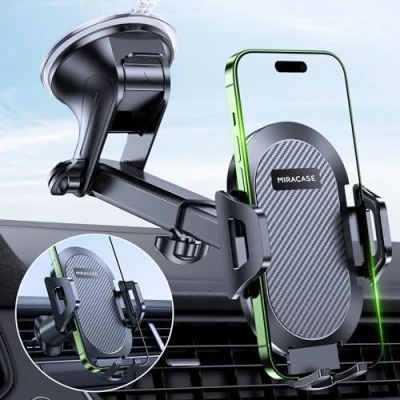 Imagen de Miracase Soporte Movil Coche [Ultra Estable y Potente Ventosa] Suporte Telemovel Carro para salpicadero Parabrisas Aire Ventilación [3 en 1] Porta Teléfonos de 4 7&#039;&#039;