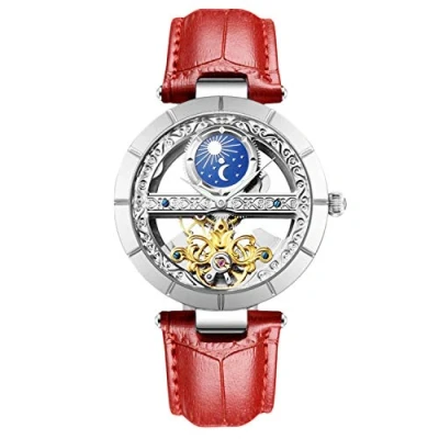 Imagen de RORIOS Mujer Relojes de Pulsera Mecánico Automático Self Winding para Correa Piel Impermeable Reloje