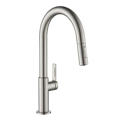 Imagen de Kraus KPF 2820SFS Oletto Grifo de cocina desplegable una sola manija, 17 pulgadas, acero inoxidable libre manchas