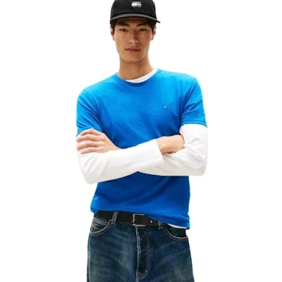 Imagen de Tommy Jeans TJM Xslim Jaspe Htr tee Ext Dm0dm20363 S/S T Shirt, Blue (Vibrant Indigo Htr), 4XL Hombre