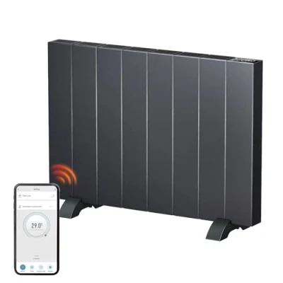 Imagen de EMKE Calefacción eléctrica, convector eléctrico montado en pared o dispositivo de pie, radiador APP función WiFi pantalla LCD temporizador programable antracita 1500 W