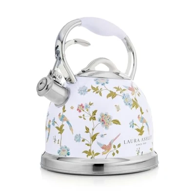Imagen de VQ Laura Ashley Elveden Blanco Hervidor Agua Induccion de 2,5 Litros Tetera Inducción Ebullición Rápida con Mango Enfriado Recubierto Silicona para Cocina Gas, u Otras Estufas