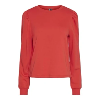 Imagen de PIECES Pcchilli LS Puff Sweat Noos CP BC Sudadera, Rojo Amapola, XL para Mujer