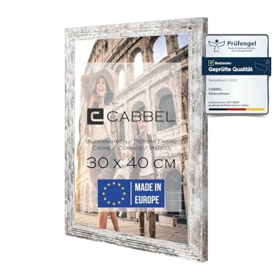 Imagen de CABBEL marco 30x40 cm, abedul, de madera MDF resistente, cristal Plexi inastillable, para colgar, ideal fotos/cuadros/collage