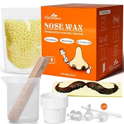 Imagen de Lifestance kit de Cera Nasal para Hombres Depilación Nariz con 80g Kits Nose Waxing Segura, Rápida, Indolora Hair Removal Wax Kit(15 20 veces uso)