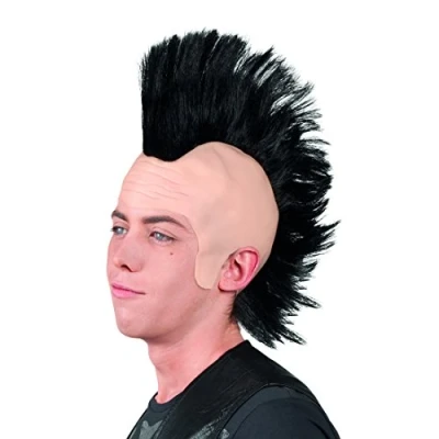 Imagen de Amakando Pelo Postizo Cresta Negro Peluca de Punk Mohicano Peinado Gótico
